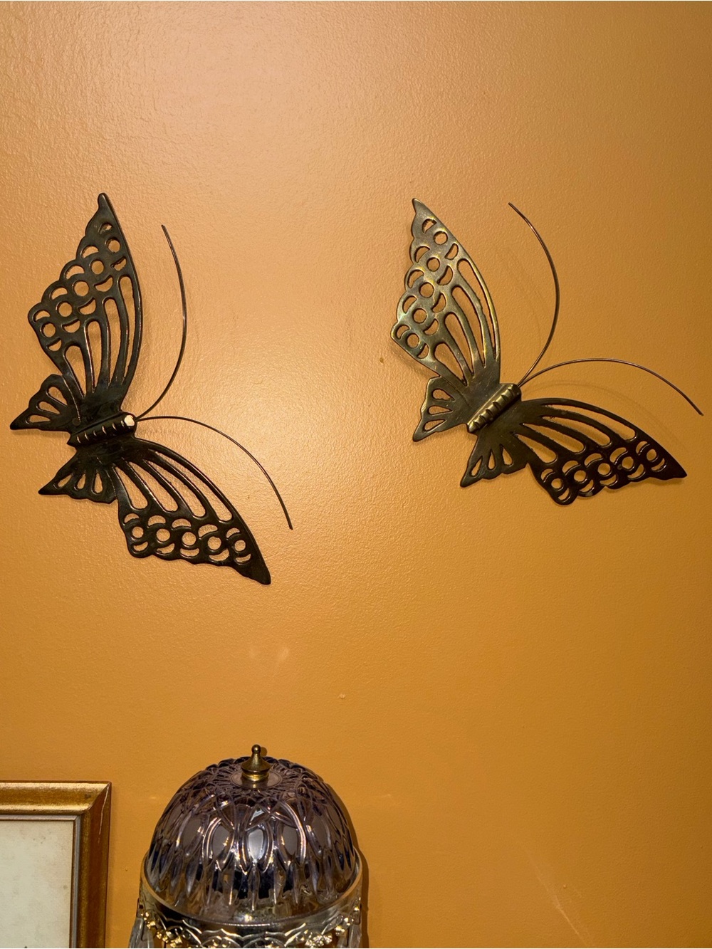 Vintage Brass Butterfly Wall Decor Pair - 10”